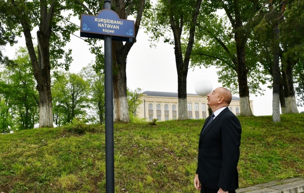 Signs of Khurshidbanu Natavan and Zafar streets, as well as that at intersection of Garabagh and Khan Shushinski streets were unveiled in Shusha