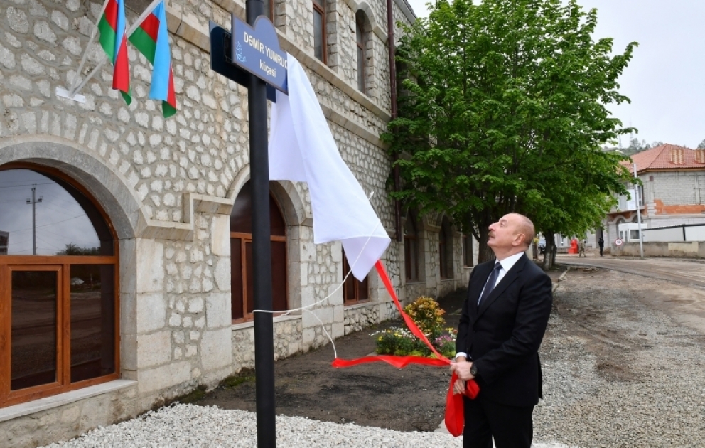 President of Azerbaijan and First Lady attended unveiling ceremony of Iron Fist Street sign in Shusha