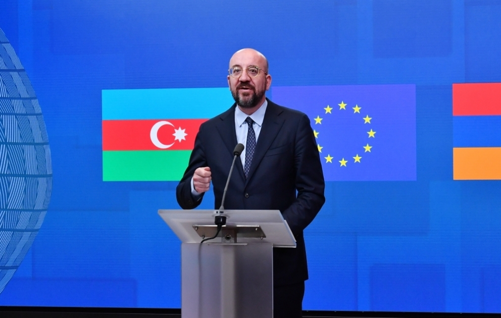 Şarl Mişel Prezident İlham Əliyev və baş nazir Nikol Paşinyanla görüşdən sonra mətbuata açıqlama verib