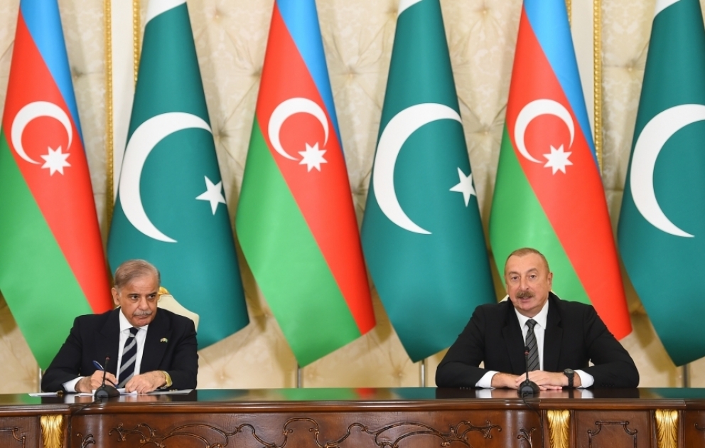 President Ilham Aliyev and Prime Minister Muhammad Shehbaz Sharif made press statements