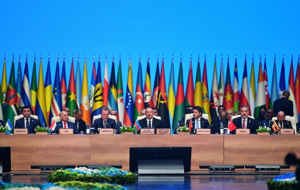 Ministertreffen des Koordinierungsbüros der Bewegung der Blockfreien Staaten in Baku Präsident Ilham Aliyev nimmt an dem Treffen teil
