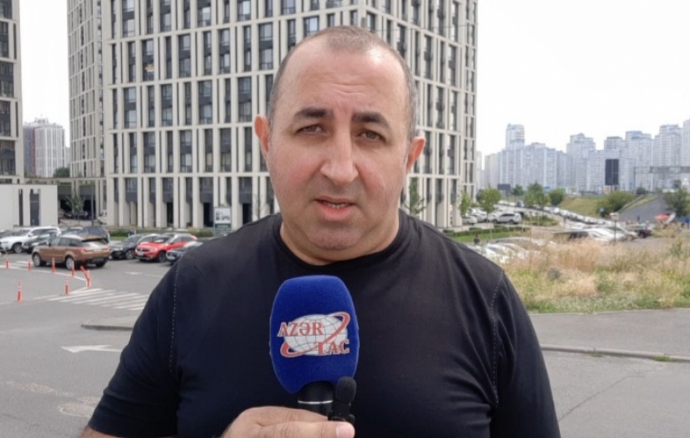 Kiyevə kamikadze dron hücumu nəticəsində yaşayış binası dağılıb AZƏRTAC-ın müxbiri hadisə yerində