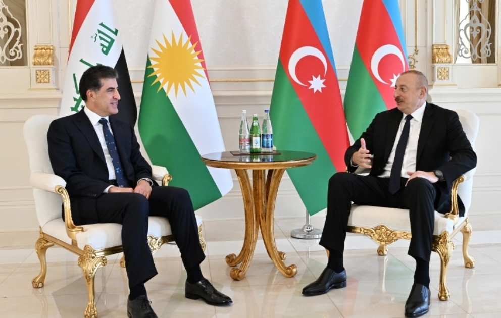 Prezident İlham Əliyevin İraq Kürdüstan Regionunun başçısı Neçirvan Bərzani ilə görüşü olub