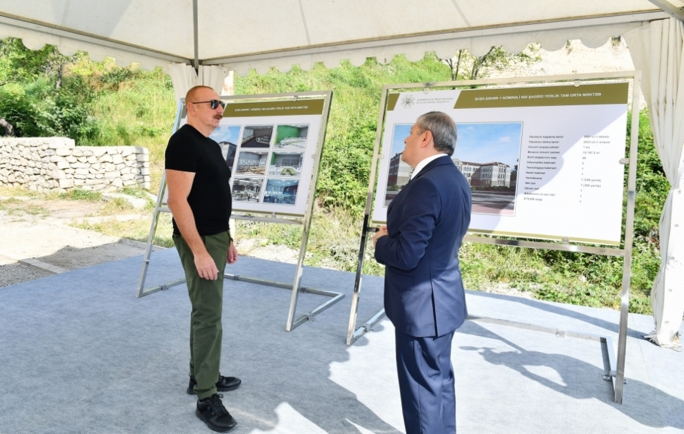 President Ilham Aliyev viewed construction progress of secondary school No 1 in Shusha