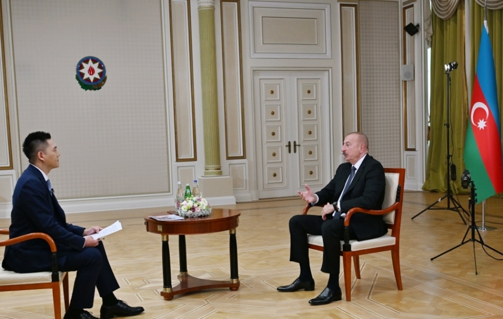 Le président azerbaïdjanais Ilham Aliyev accorde une interview au China Media Group