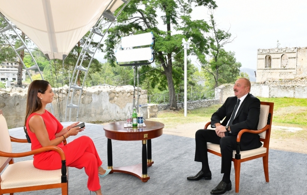 President of Azerbaijan Ilham Aliyev was interviewed by Euronews TV channel