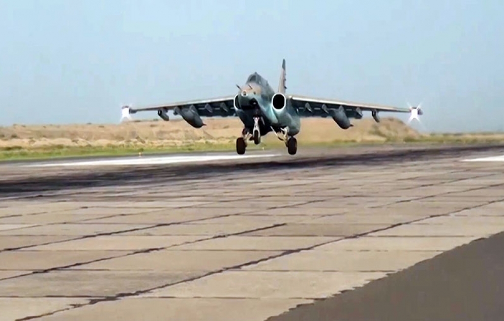Azerbaijan Air Force aircraft conduct training flights