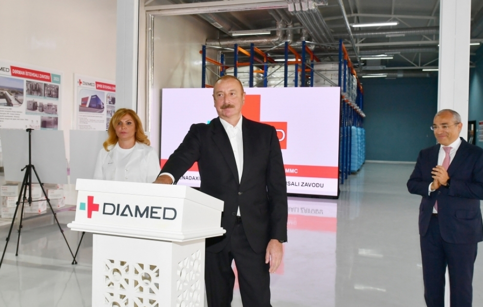 Президент Ильхам Алиев принял участие в открытии фармацевтического завода Diamed в Баку