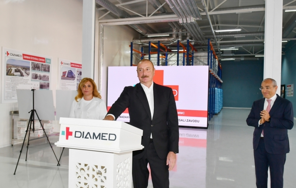 President Ilham Aliyev participated in opening of “Diamed” medicines manufacturing plant in Baku