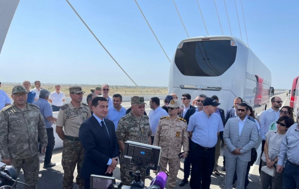 Members of the diplomatic corps and military representatives accredited in Azerbaijan kick off their Aghdam trip