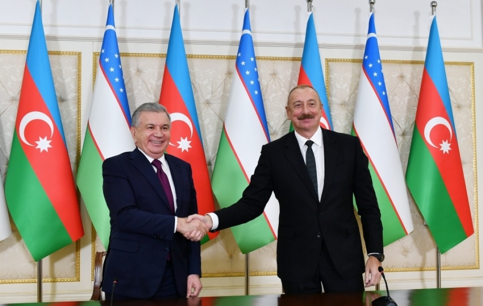 Presidents of Azerbaijan and Uzbekistan made press statements
