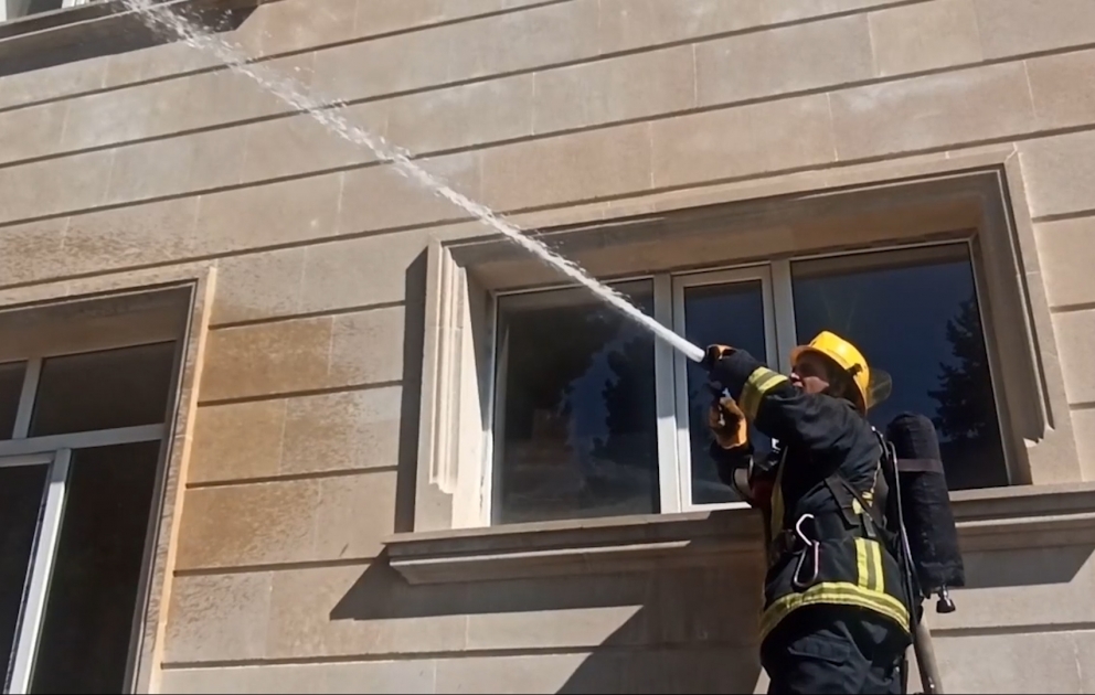 FHN Sumqayıtda yanğın-taktiki təlim keçirib