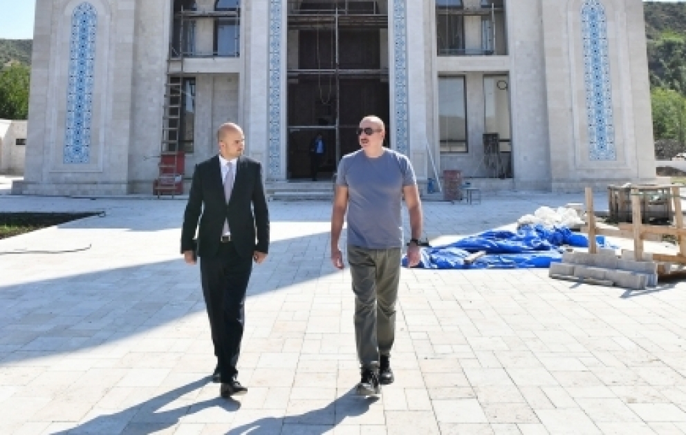 President Ilham Aliyev examined construction progress of Zangilan City Mosque build by Heydar Aliyev Foundation