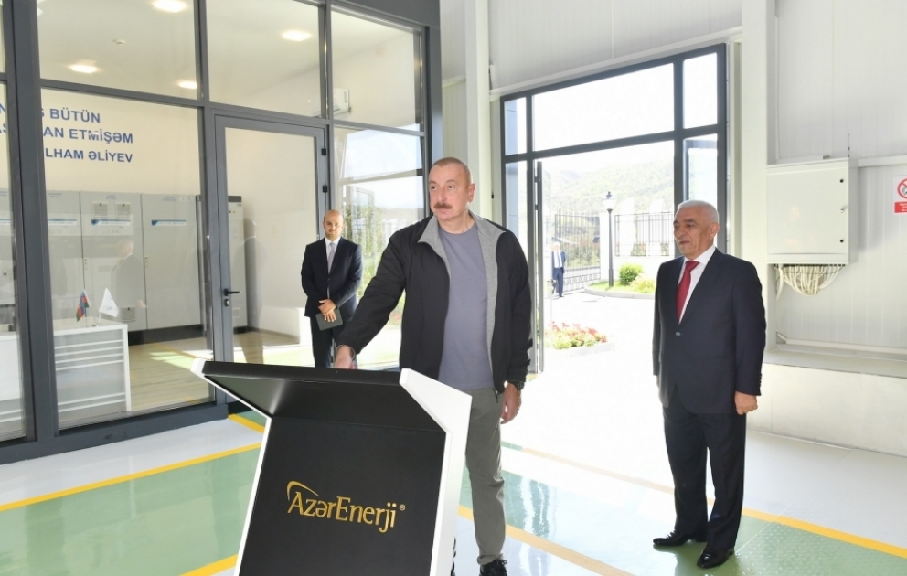 Президент Ильхам Алиев принял участие в открытии гидроэлектростанции «Джахангирбейли» ОАО «АзерЭнержи»