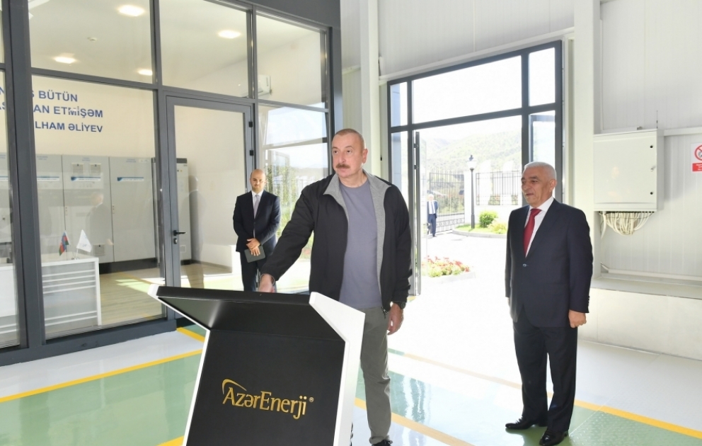 Präsident Ilham Aliyev weiht Wasserkraftwerk „Jahangirbeyli“ in Zangilan Region ein