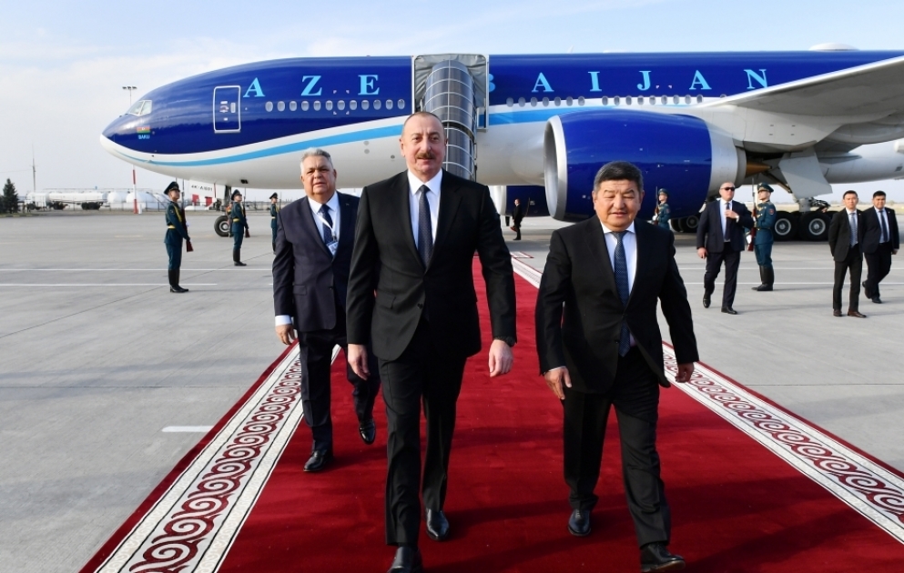 President of Azerbaijan Ilham Aliyev arrived in Kyrgyzstan for visit