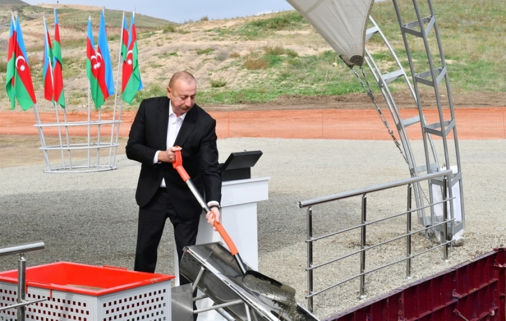 President Ilham Aliyev laid foundation stone for Juvarli village of Fuzuli district