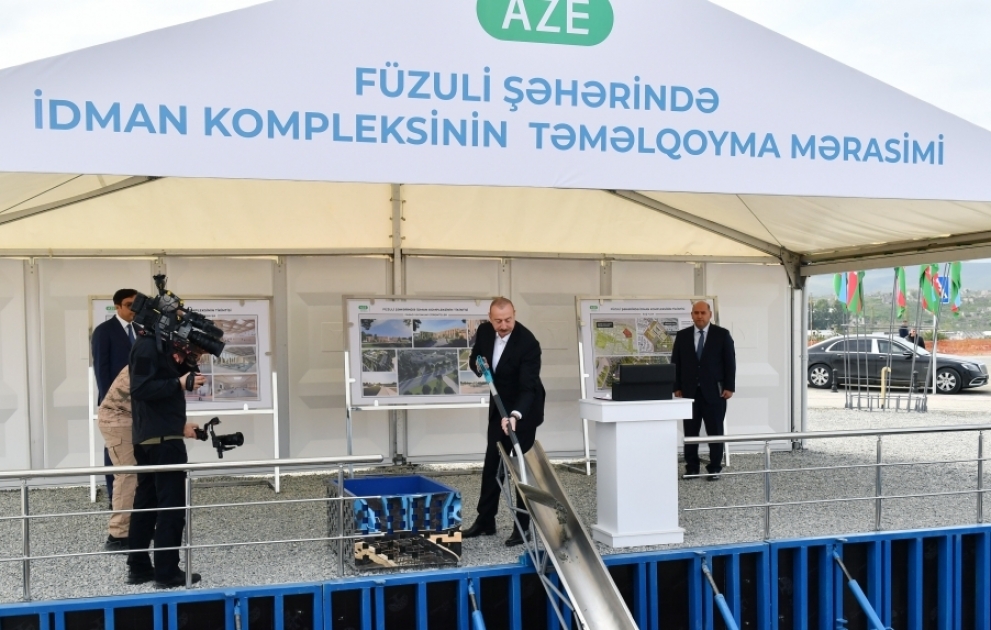 President Ilham Aliyev laid foundation stone for sports complex in Fuzuli city