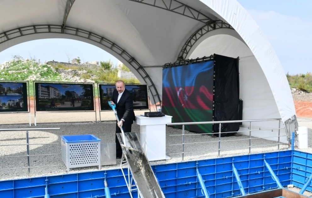 President Ilham Aliyev laid foundation stone for third residential complex in Fuzuli city