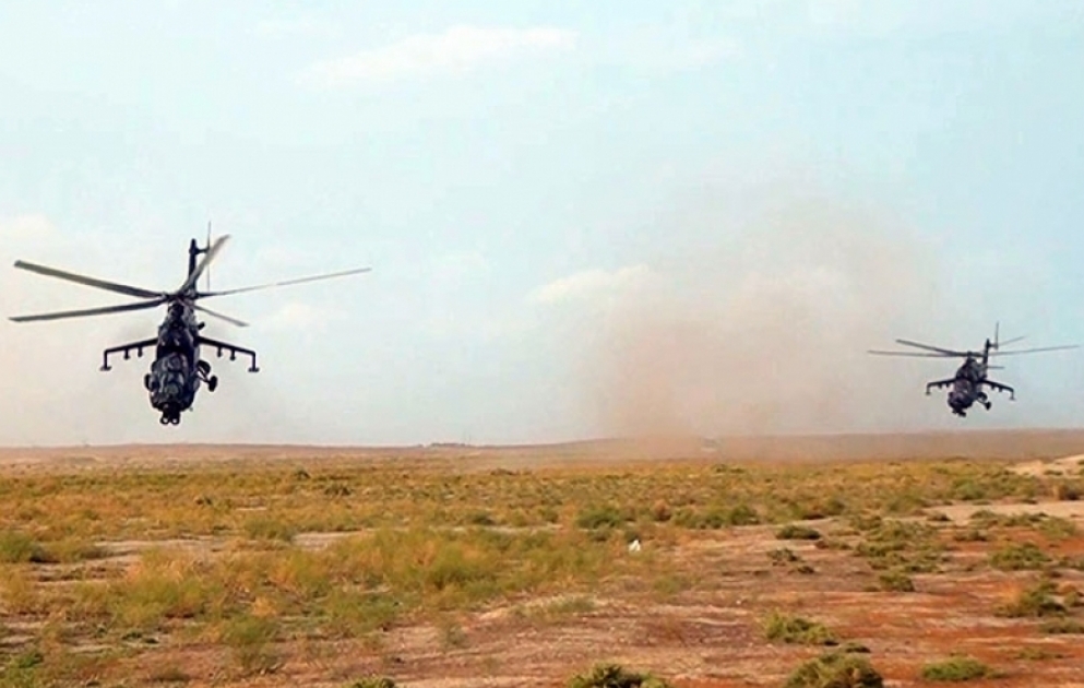 Hərbi Hava Qüvvələrinin helikopter bölmələri ilə təlim keçirilib