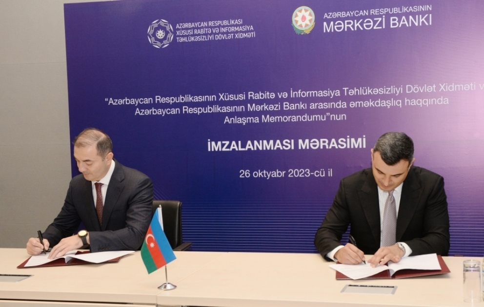 Xüsusi Rabitə və İnformasiya Təhlükəsizliyi Dövlət Xidməti ilə Mərkəzi Bank arasında memorandum imzalanıb