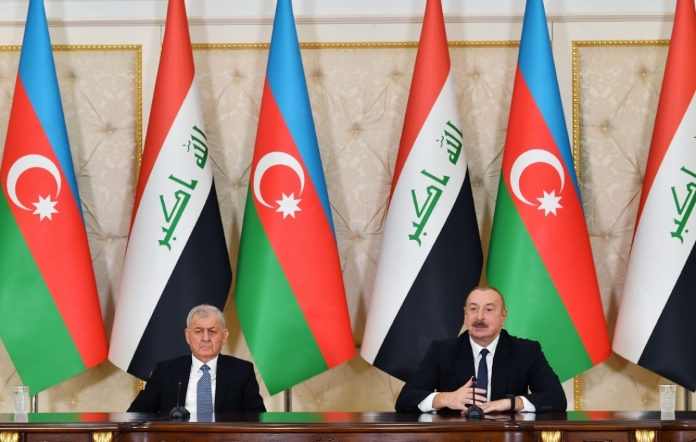 Presidents of Azerbaijan and Iraq made press statements