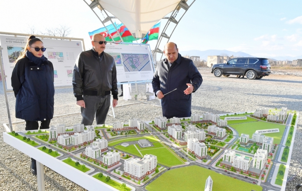 Ağdam şəhərində dördüncü yaşayış kompleksinin təməlqoyma mərasimi olub
