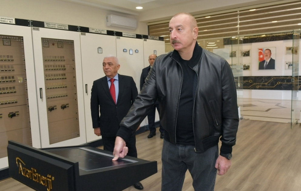Präsident Ilham Aliyev und First Lady Mehriban Aliyeva zu Besuch in Agdam 
110/35/10 Umspannwerk „Agdam“ eingeweiht