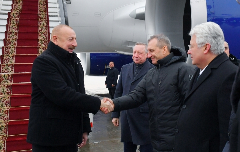 President of Azerbaijan Ilham Aliyev arrived in Saint Petersburg for working visit