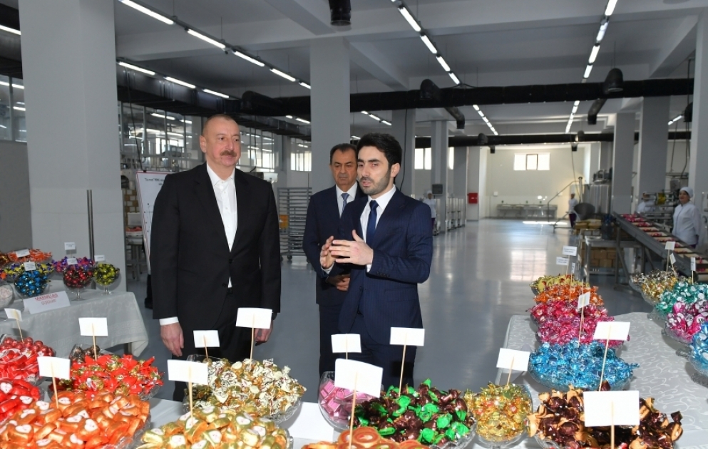 President Ilham Aliyev examined operations of confectionery manufacturing enterprise in Lankaran