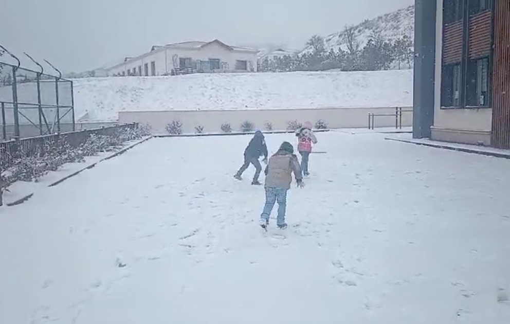 Talış kəndində uşaqların qar sevinci