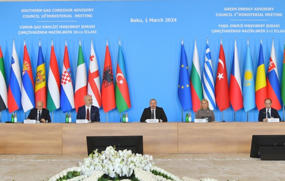 10th Southern Gas Corridor Advisory Council Ministerial Meeting and 2nd Green Energy Advisory Council Ministerial Meeting was held in Baku 
President Ilham Aliyev attended the event