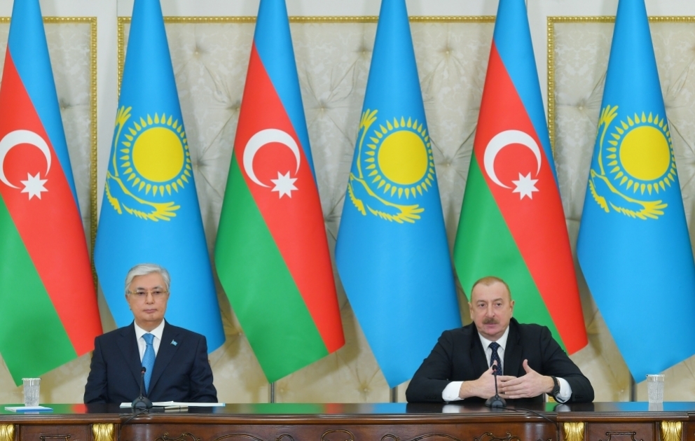 Prezident İlham Əliyev və Prezident Kasım-Jomart Tokayev mətbuata bəyanatlarla çıxış ediblər   YENİLƏNİB