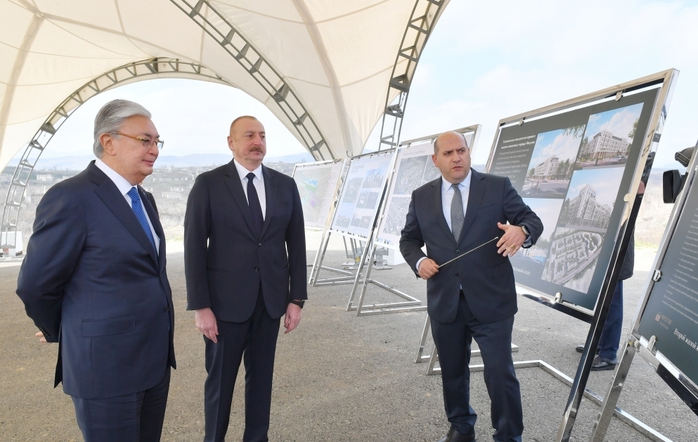 Presidents of Azerbaijan and Kazakhstan viewed master plan of Fuzuli