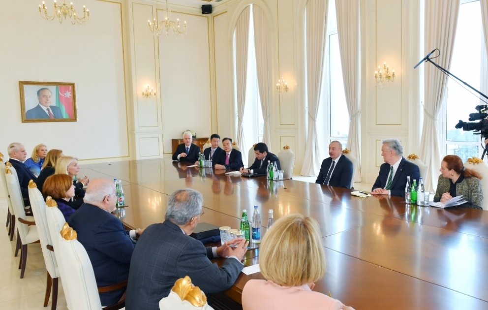 President Ilham Aliyev received co-chairs and members of Board of Trustees of Nizami Ganjavi International Center