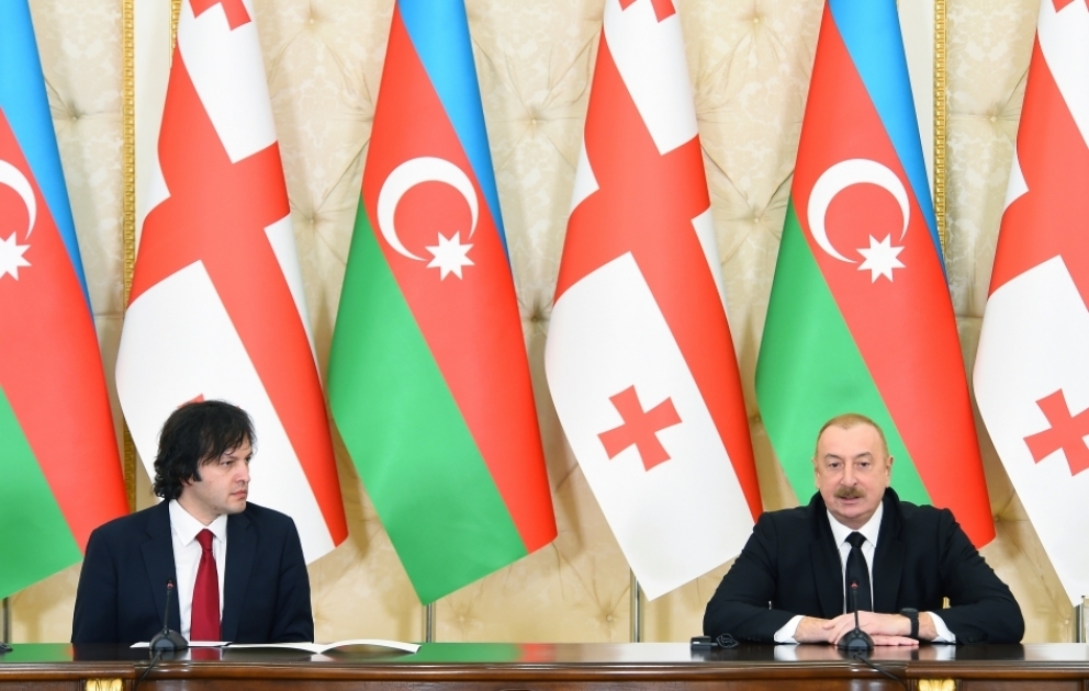 President Ilham Aliyev and Prime Minister Irakli Kobakhidze made press statements