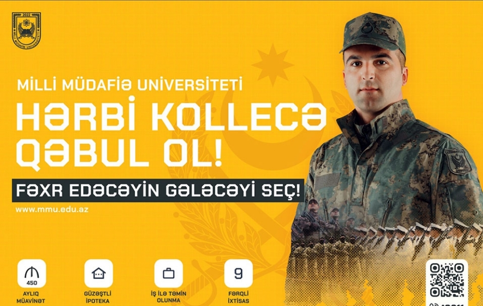 Milli Müdafiə Universitetinin hərbi kolleclərində orta ixtisas təhsili pilləsinə qəbul elan olunub
