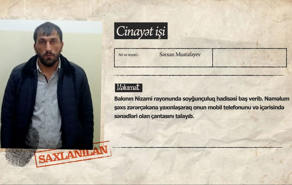 Paytaxt sakininin telefon və çantasını talayan şəxs saxlanılıb