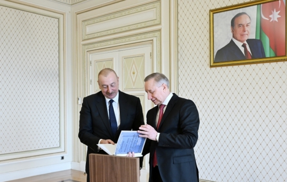 President Ilham Aliyev received Saint Petersburg Governor