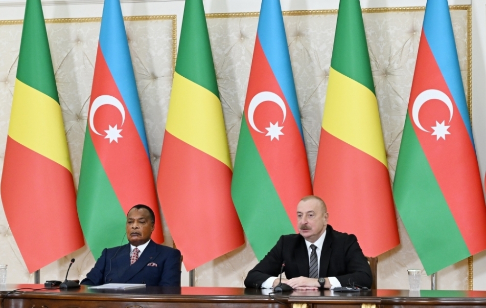 Präsident von Aserbaidschan und Kongo geben Presseerklärungen ab