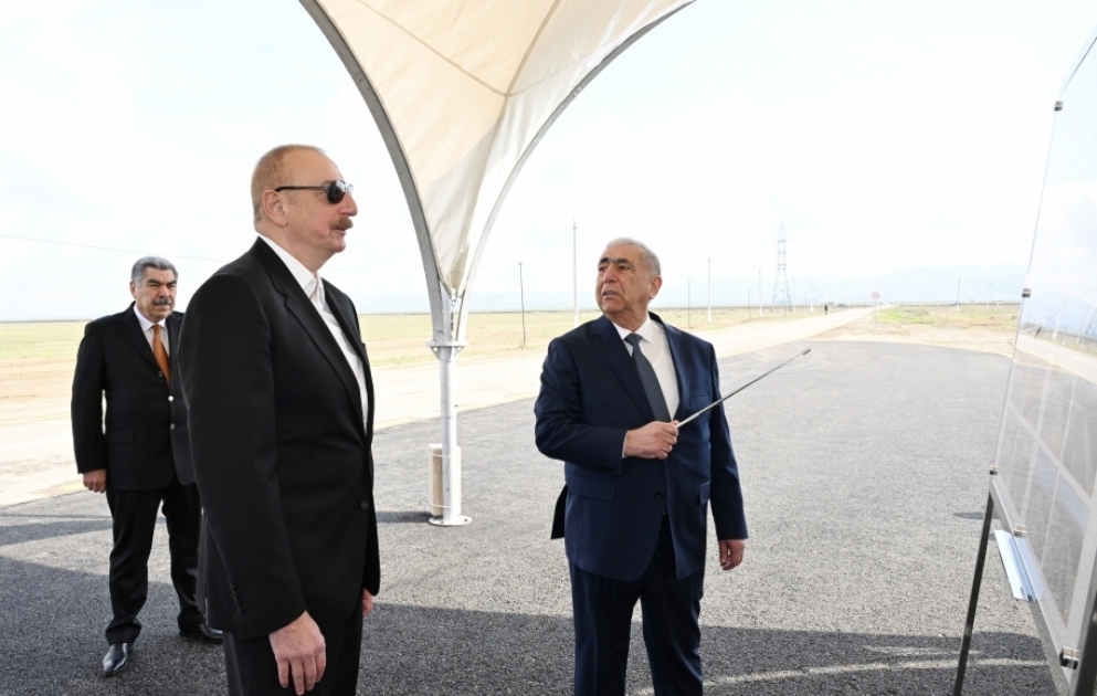 Президент Ильхам Алиев принял участие в открытии автомобильной дороги в Гаджигабульском районе