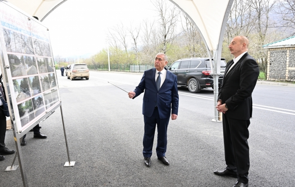 Prezident İlham Əliyev Böyük Pirəli-Kiçik Pirəli-Xırxatala-Cığatelli-Həmzəli avtomobil yolunun açılışında iştirak edib