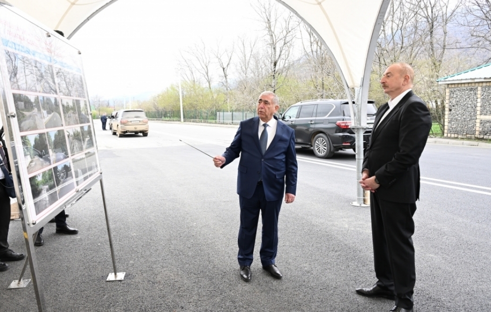 Le président de la République participe à l’ouverture du tronçon routier Böyuk Pirali-Kitchik Pirali-Khyrkhatala-Djyghatelli-Hemzeli