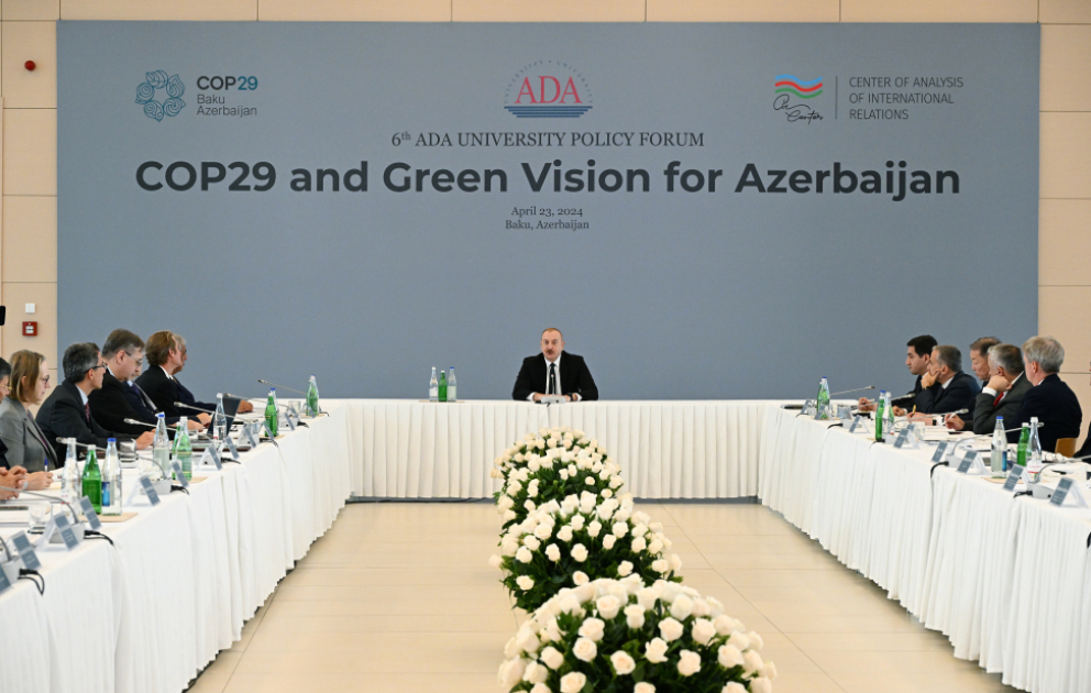ADA Universitetində “COP29 və Azərbaycan üçün Yaşıl Baxış” mövzusunda beynəlxalq forum keçirilib 
Prezident İlham Əliyev forumda iştirak edib