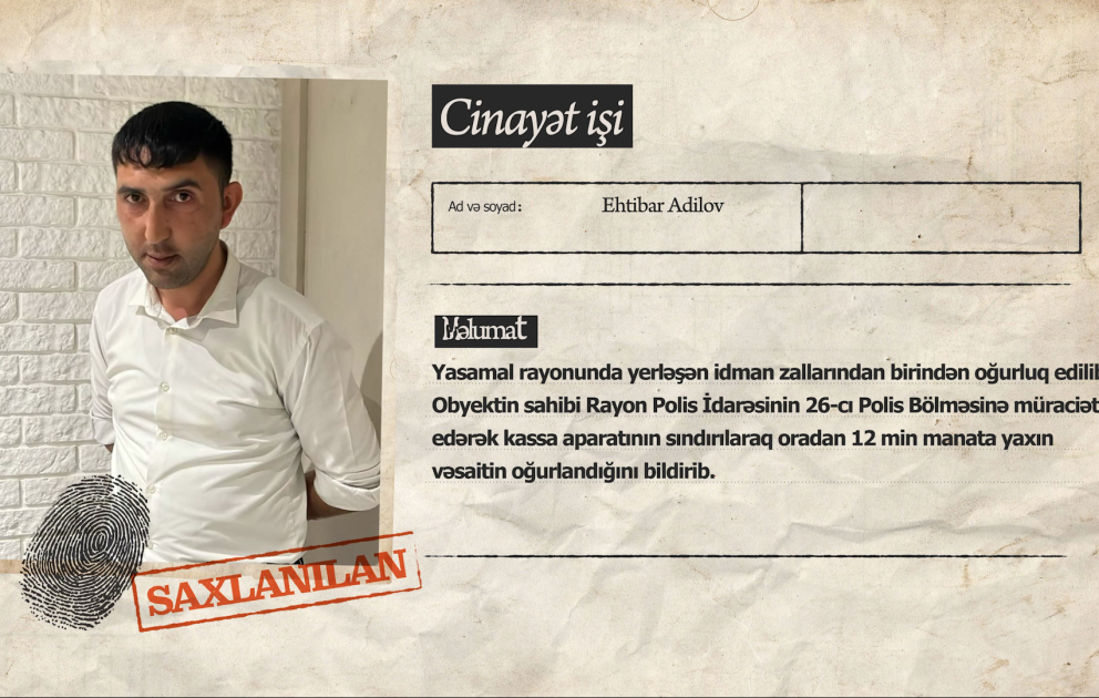 İdman zalının kassasından pul oğurlayan mühafizəçi saxlanılıb