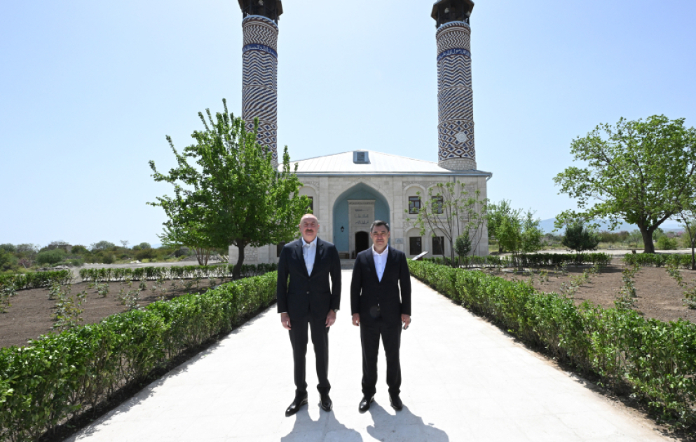 President Ilham Aliyev and President Sadyr Zhaparov attended opening of Aghdam Juma Mosque after restoration