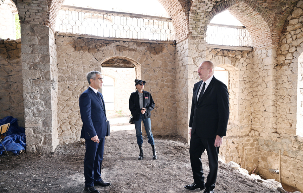 President Ilham Aliyev inspected restoration works at Chol Gala Mosque in Shusha