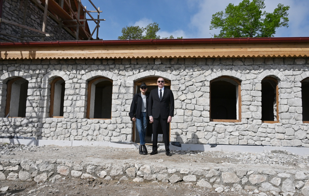 President Ilham Aliyev and First Lady Mehriban Aliyeva oversaw ongoing restoration work at Uzeyir Hajibeyli House Museum in Shusha