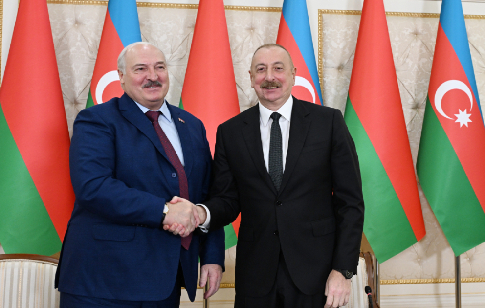 President Ilham Aliyev and President Aleksandr Lukashenko made press statements