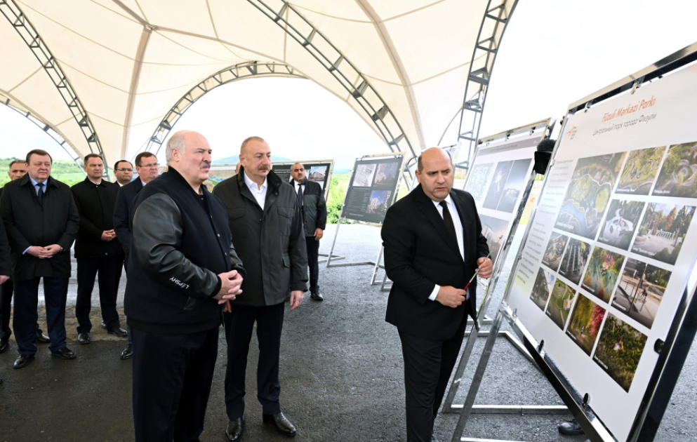 Presidents of Azerbaijan and Belarus visited devastated areas of Fuzuli city and reviewed the city’s master plan